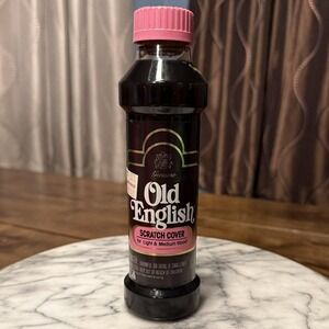 NEW! Vintage Old English Scratch Cover Light - Medium Wood 8oz Pink Lid FULL